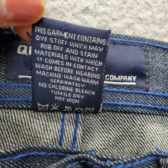 Qruel Hip Hop Baggy Jeans Men 32/32 Blue Denim Studded Belt Loop Double Stitched